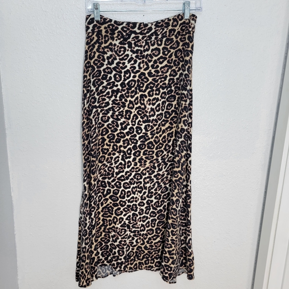 AFRM Leopard Print Midi Skirt Size Small